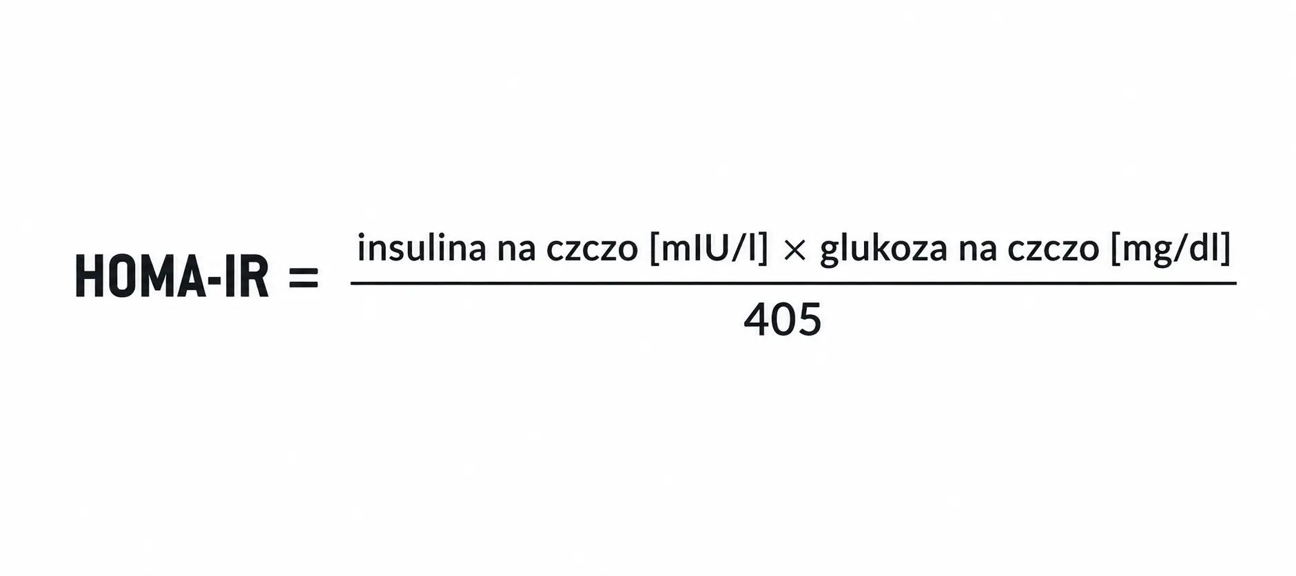 Wzór matematyczny do obliczania wskaźnika HOMA-IR w diagnostyce insulinooporności.